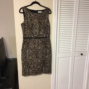Loft Leopard print sleeveless sheath dress size 10